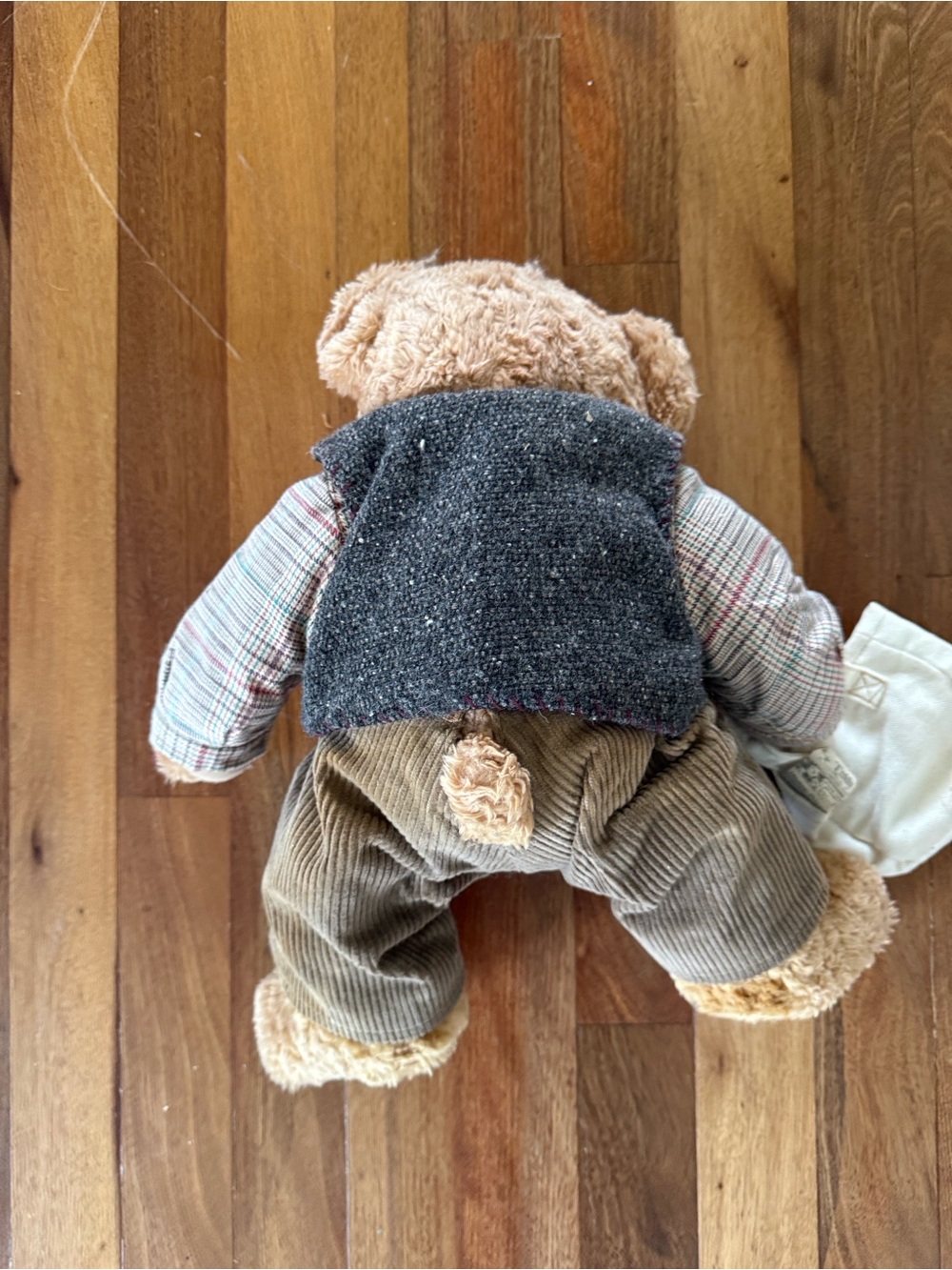 Brown Plush Teddy Bear with Corduroy Pants and Tweed Vest - Kids Accessory - Picture 2 of 5